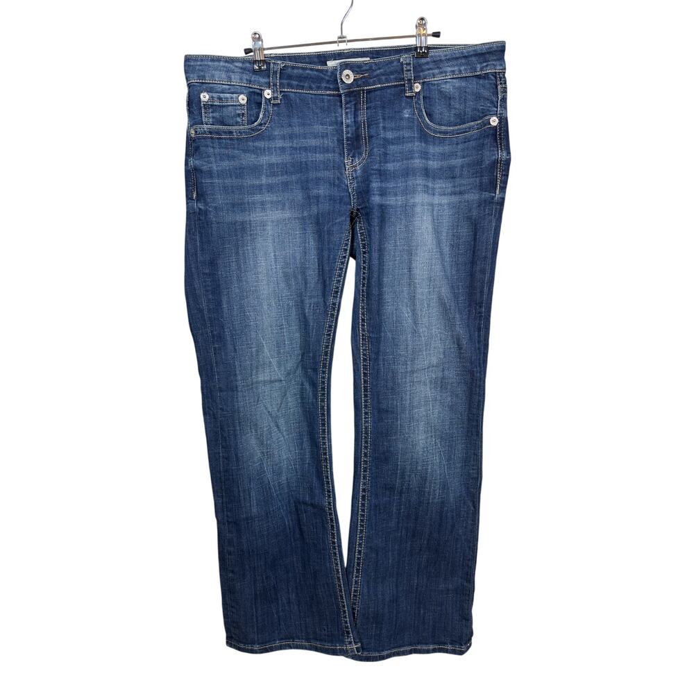 Stetson No. 816 Classic Bootcut Jeans Womens 18 Blue Stretch Embroidered Pockets